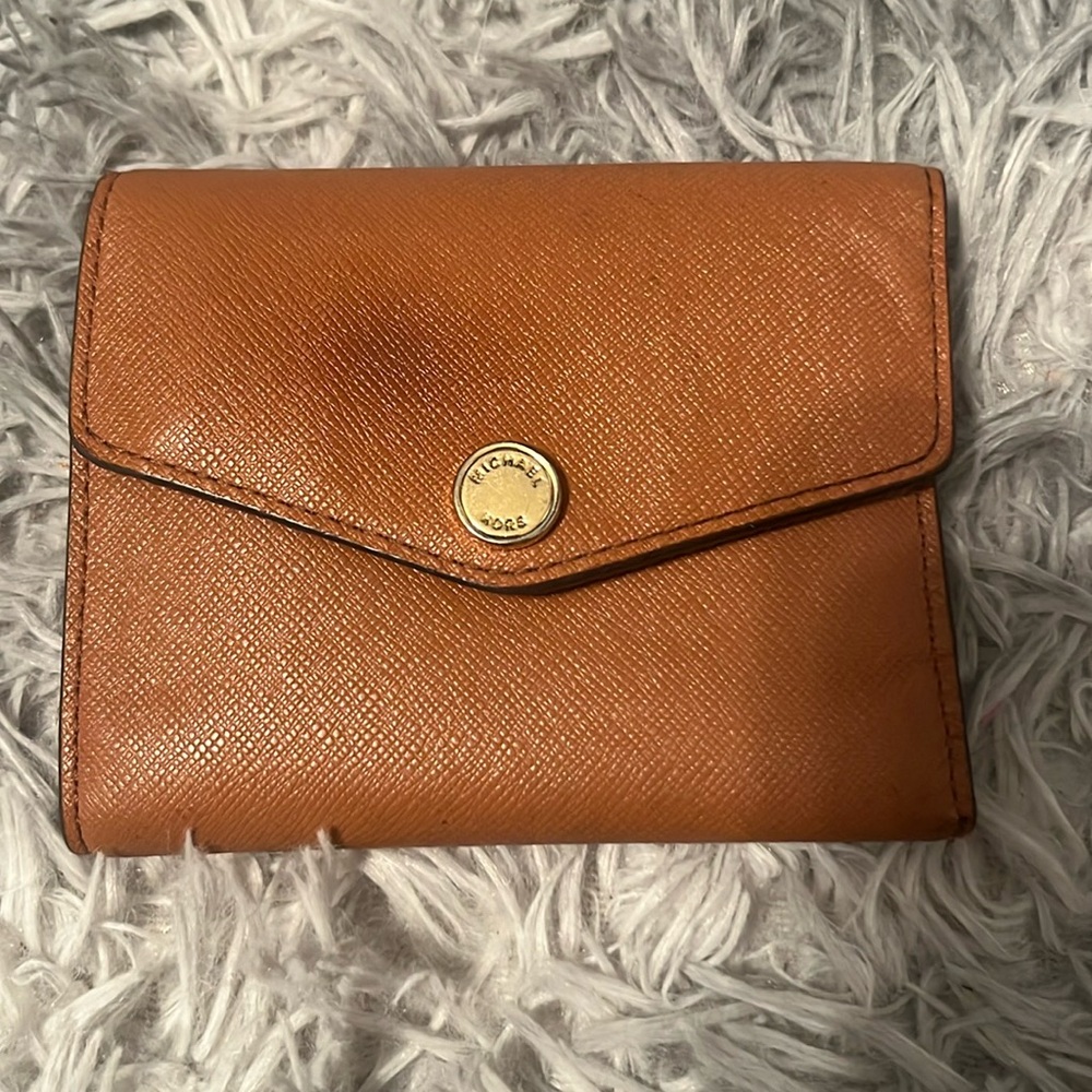 Michael Kors Tri-fold Wallet in Camel and Teal